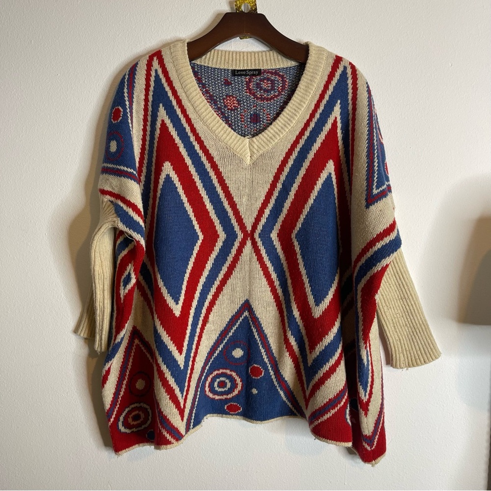 Love Spray Multicolor Oversized Knit V-neck Sweater - Picture 6 of 7